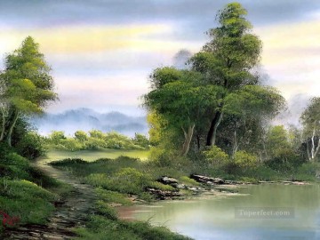 secluded lake Bob Ross freehand landscapes Oil Paintings